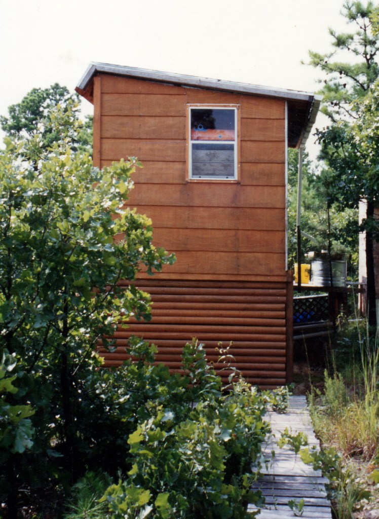 The cabin built by the author on a remote mountaintop in Oklahoma. 