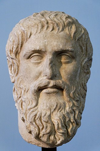 A statue head of Plato.