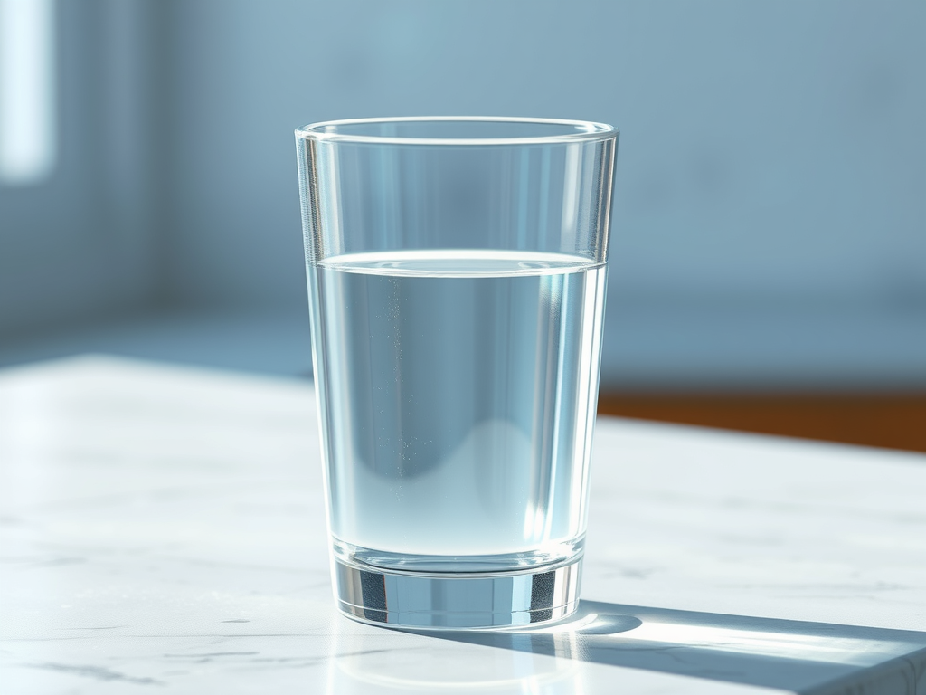 A glass of clear water.