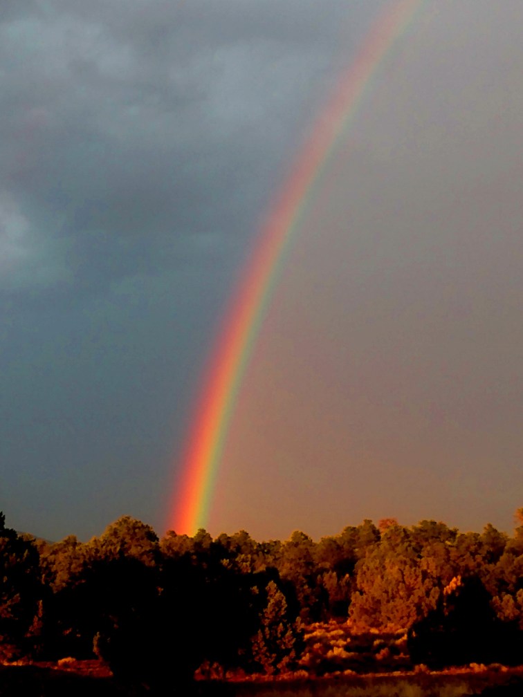 An evening rainbow over Skyborne Ranch. 