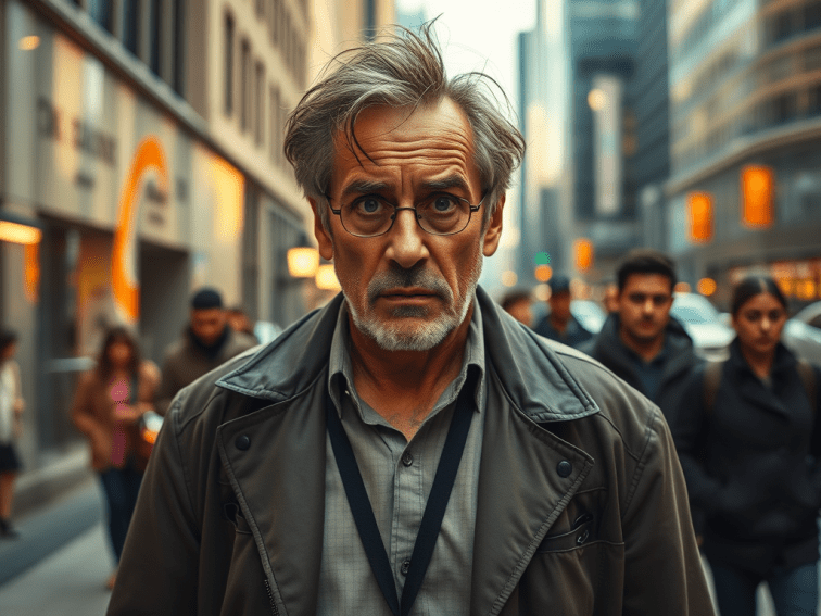 An image depicting a man with many questions.