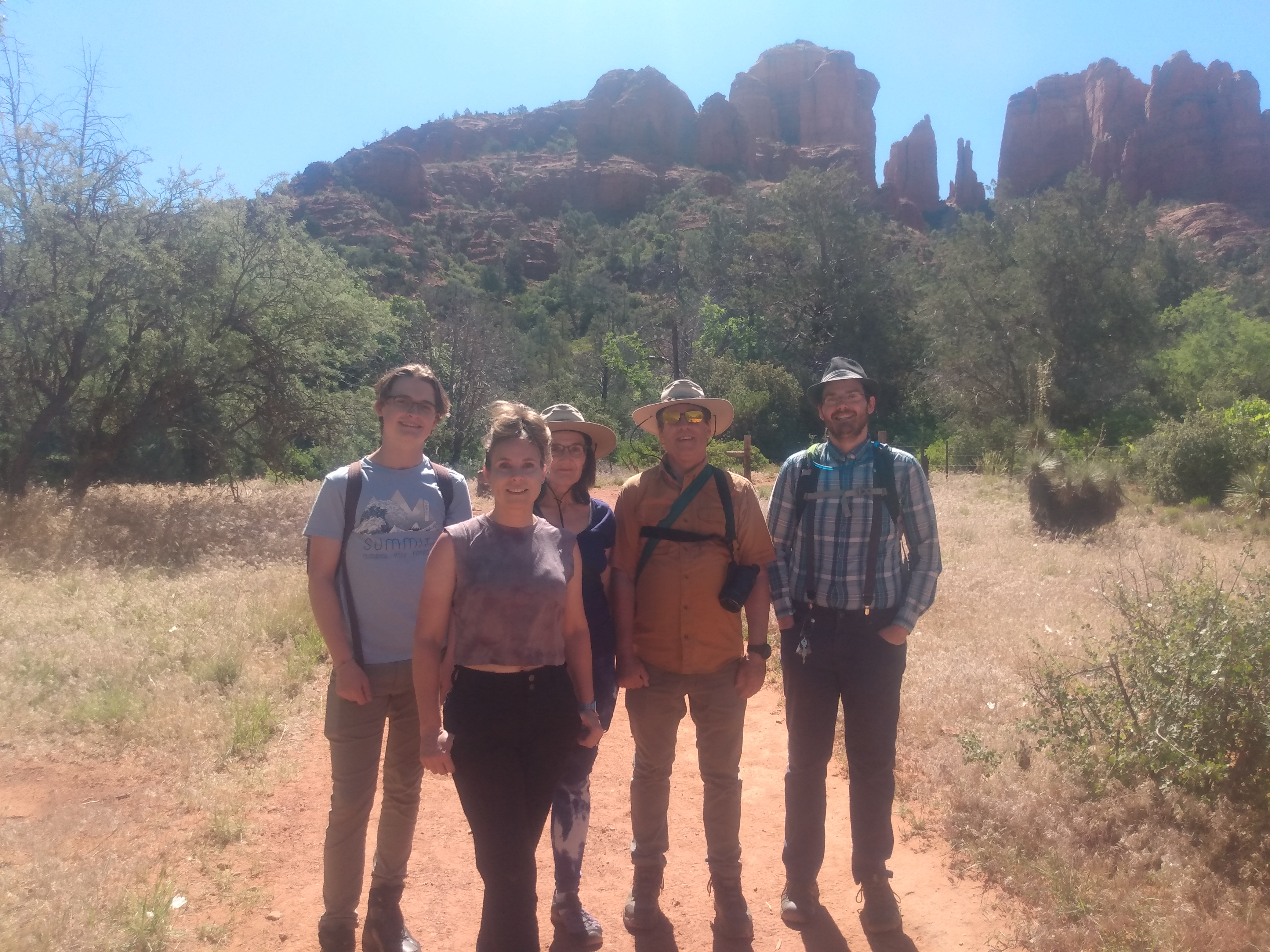 The authors brother David and family members hiking at Cathedral Rock in Sedona, Arizona. 