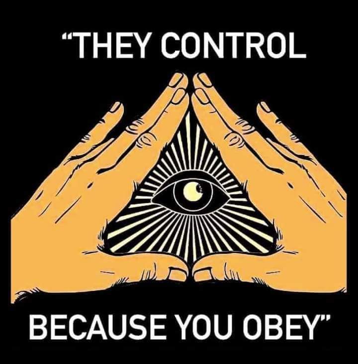 A meme that proclaims: "They control because you obey."