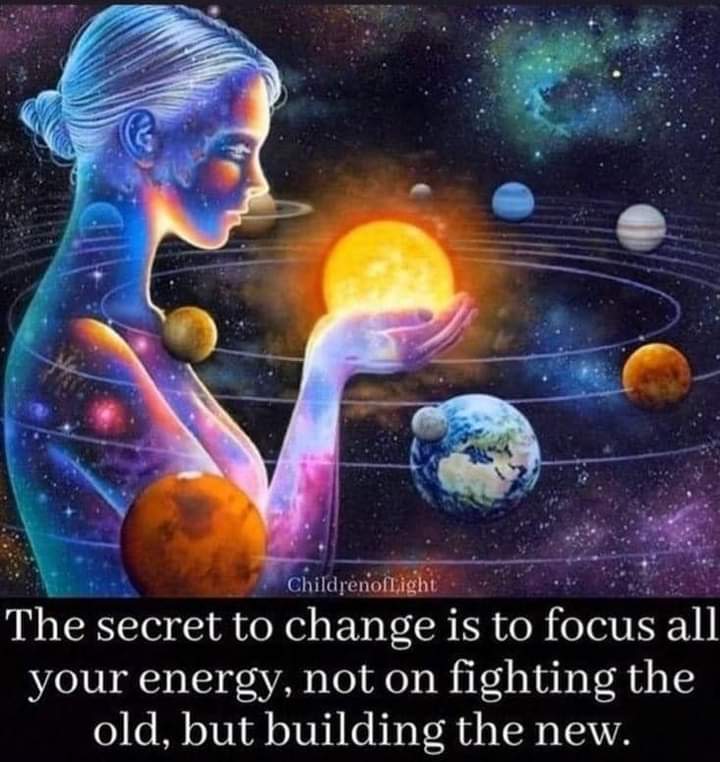 A meme which declares: "The secret to change is to focus all your energy, not on fighting the old, but on building the new."