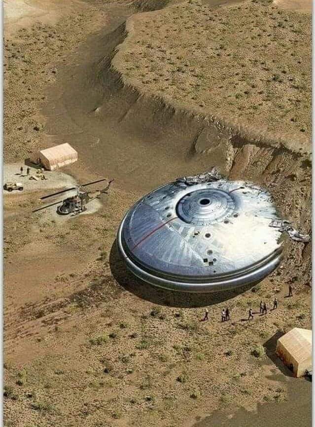 An image depicting a crashed extraterrestrial vehicle.