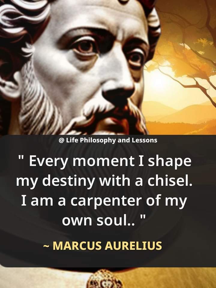 A quote from Marcus Aurelius: "Every moment I shape my destiny with a chisel. I am a carpenter of my own soul."