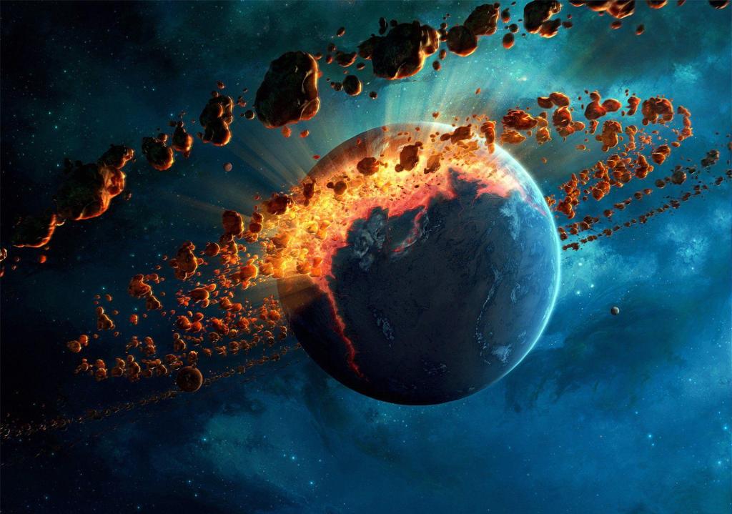 An image depicting the destruction of Tiamat aka Marduk, a water planet in the Earth Solar System. 