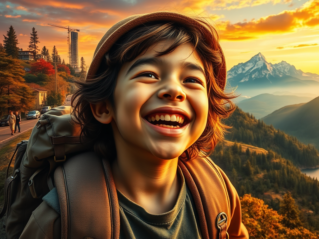 An image of a happy boy exploring life.