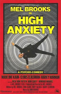 A movie poster for the Mel Brooks comedy "High Anxiety" circa 1977.