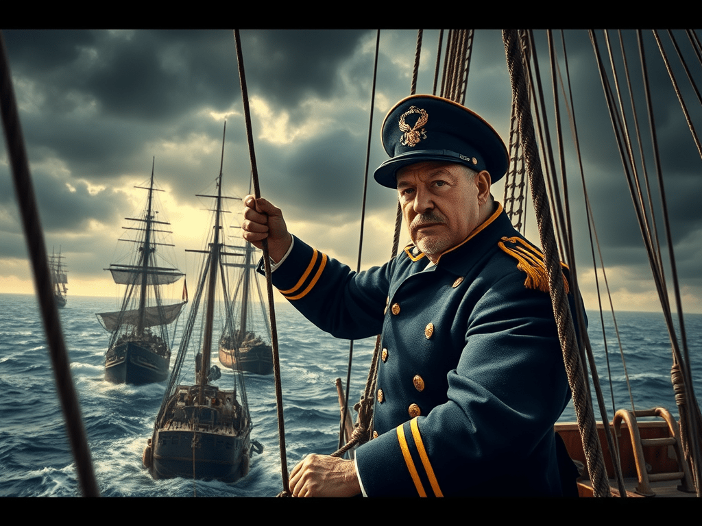 An image depicting Admiral David Farragut at the Battle of Mobile Bay.