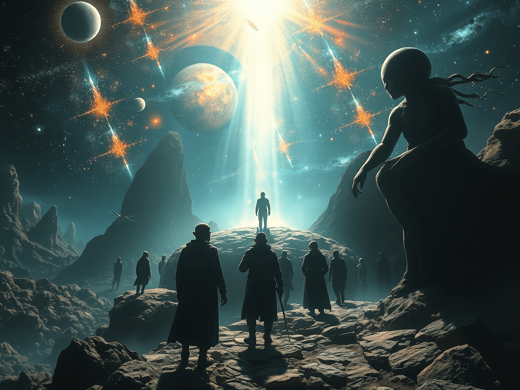 An image depicting Source and the many forms of cosmic consciousness.