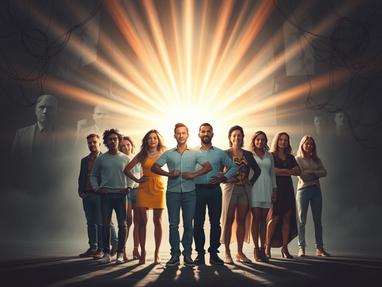 An image depicting positive people standing together to create a better world.