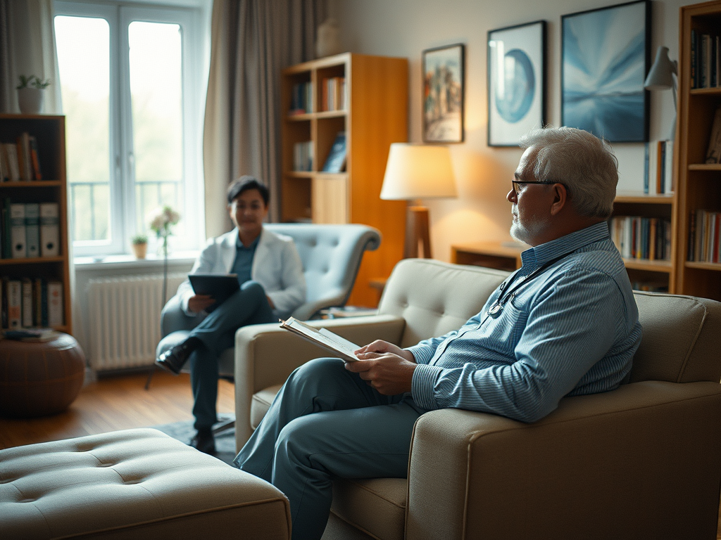 An image of a patient and psychiatrist in session, 