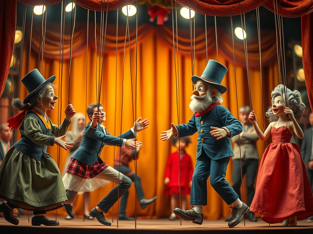 An illustration of a puppet show 