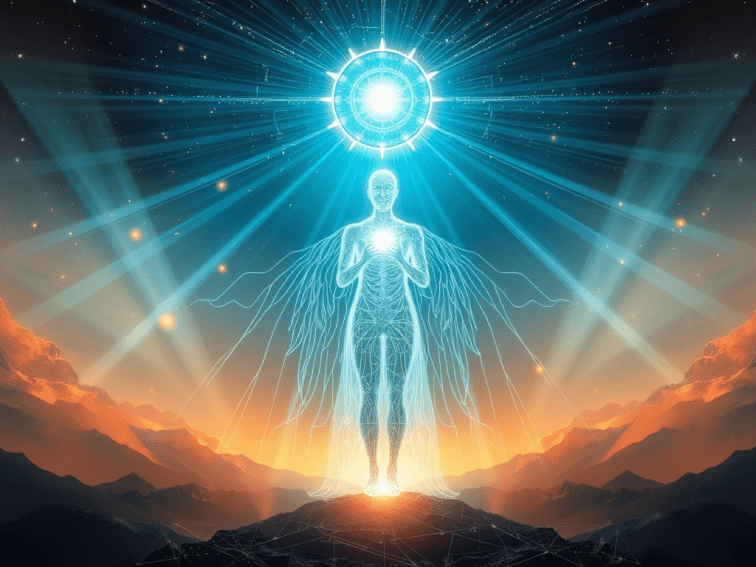 An image depicting the Higher Self connecting with Divine Source.