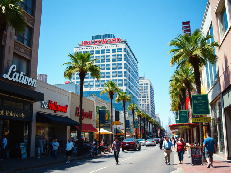 An illustration to depict a street in Los Angeles, California.