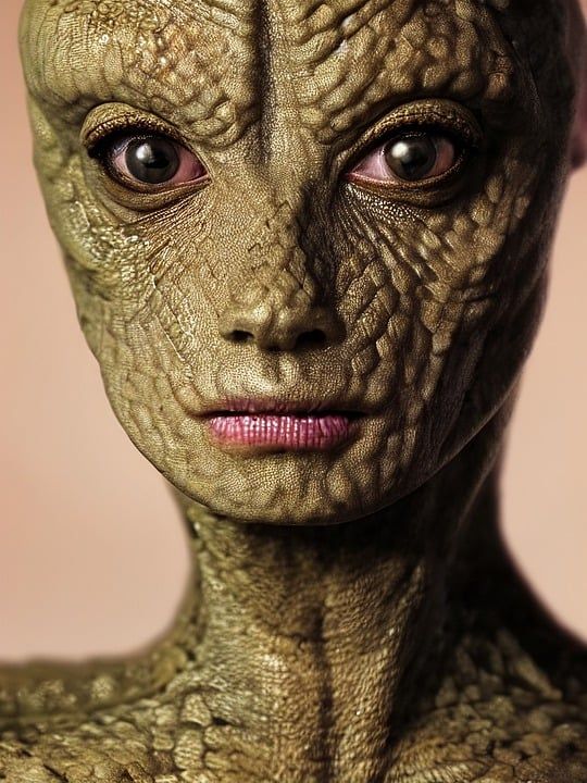 An artist's depiction of a female Reptilian.