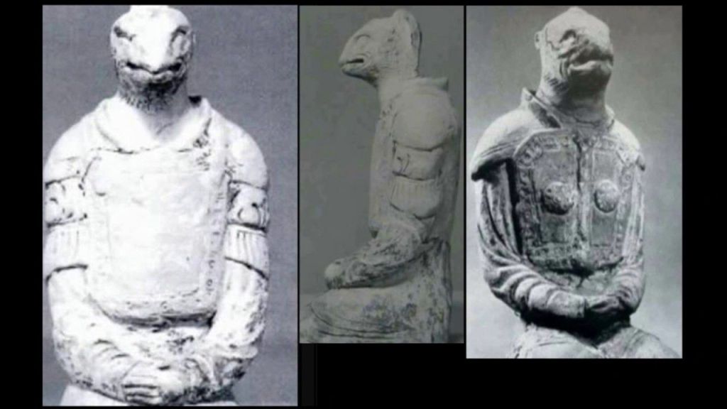 Ancient reptilian statues Horyuji, Japan