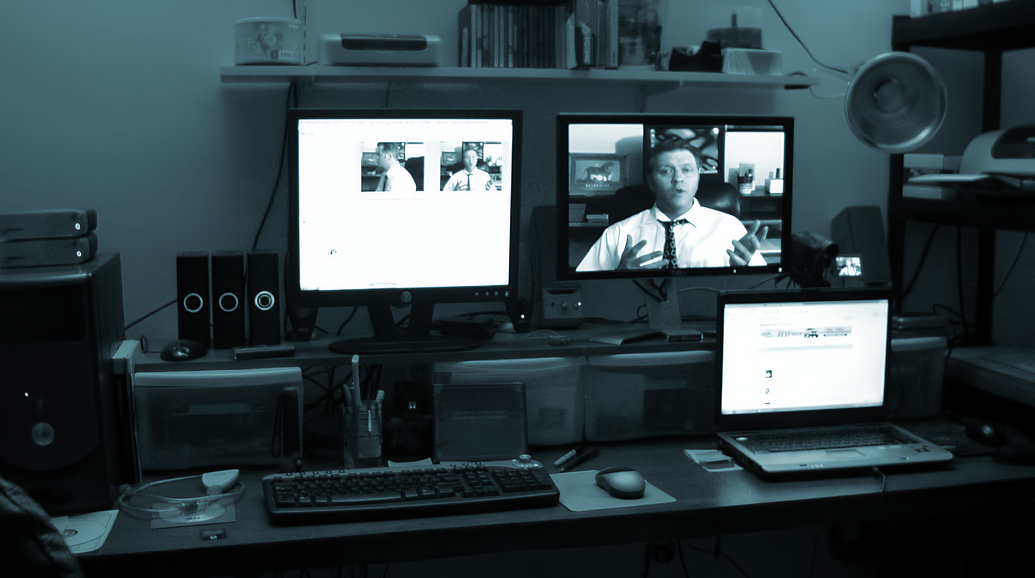 Computer Editing Bay and Voice Recording Studio