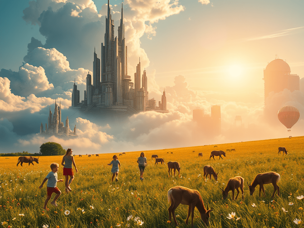 A Futuristic City in the clouds.