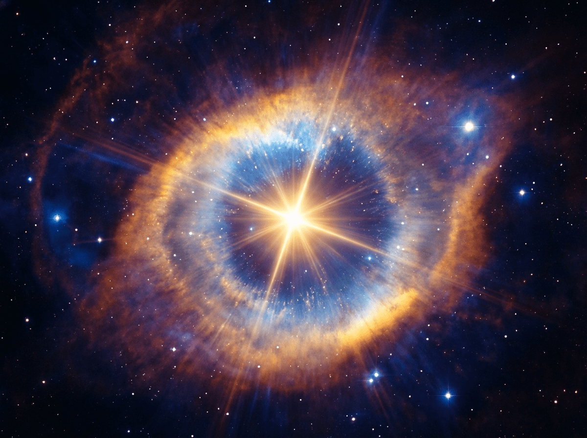 Radiant cosmic awakening golden indigo light burst